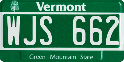 VT license plate WJS662