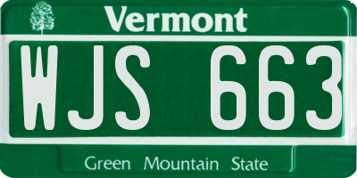 VT license plate WJS663
