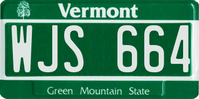 VT license plate WJS664