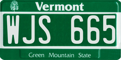 VT license plate WJS665