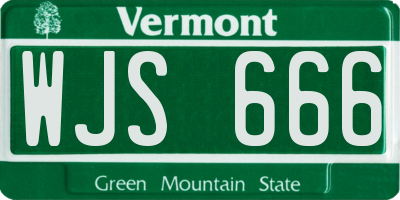 VT license plate WJS666