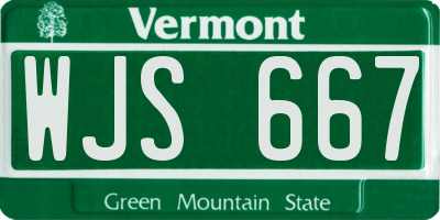 VT license plate WJS667