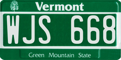 VT license plate WJS668