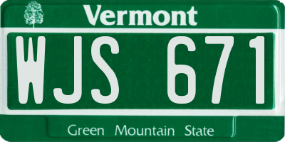 VT license plate WJS671
