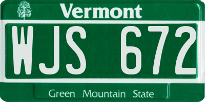 VT license plate WJS672