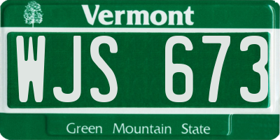 VT license plate WJS673