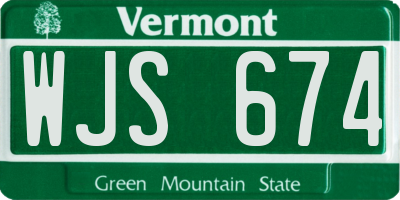 VT license plate WJS674