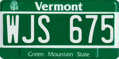 VT license plate WJS675
