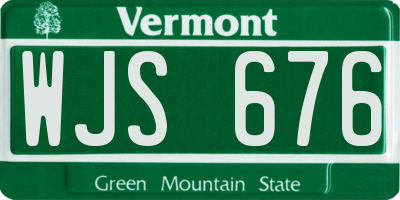 VT license plate WJS676
