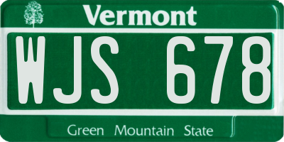 VT license plate WJS678