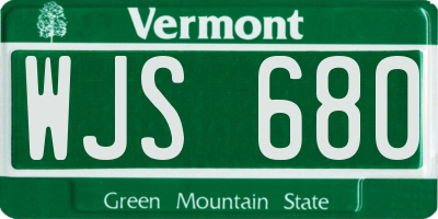 VT license plate WJS680