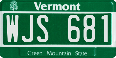 VT license plate WJS681