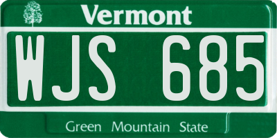 VT license plate WJS685
