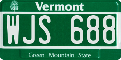 VT license plate WJS688