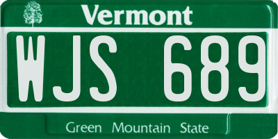VT license plate WJS689