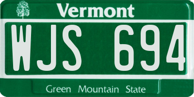 VT license plate WJS694