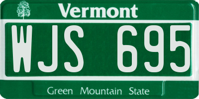 VT license plate WJS695
