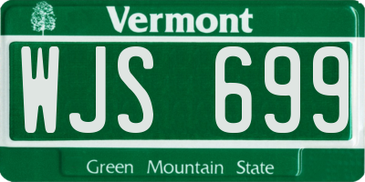 VT license plate WJS699