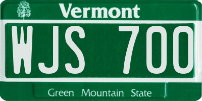 VT license plate WJS700