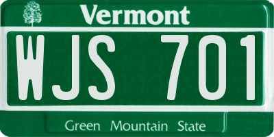 VT license plate WJS701
