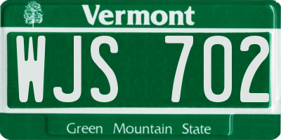 VT license plate WJS702
