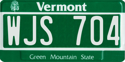VT license plate WJS704