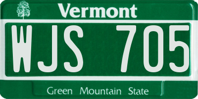 VT license plate WJS705