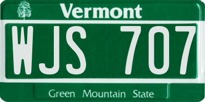 VT license plate WJS707