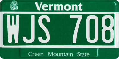 VT license plate WJS708