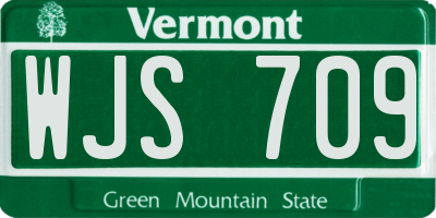 VT license plate WJS709