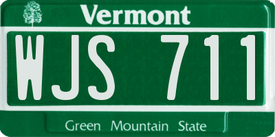 VT license plate WJS711