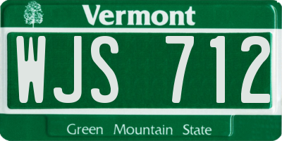 VT license plate WJS712