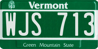 VT license plate WJS713