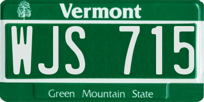 VT license plate WJS715