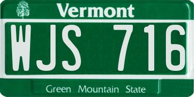 VT license plate WJS716