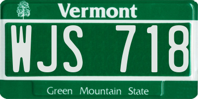 VT license plate WJS718