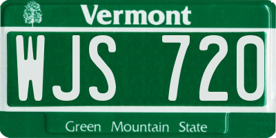 VT license plate WJS720