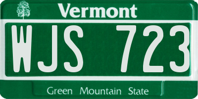 VT license plate WJS723