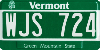 VT license plate WJS724