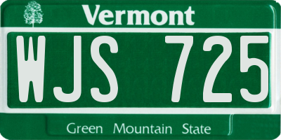 VT license plate WJS725