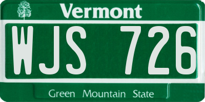 VT license plate WJS726