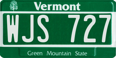 VT license plate WJS727