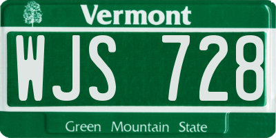 VT license plate WJS728