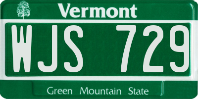 VT license plate WJS729