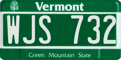 VT license plate WJS732