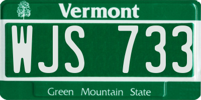 VT license plate WJS733