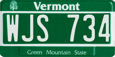 VT license plate WJS734