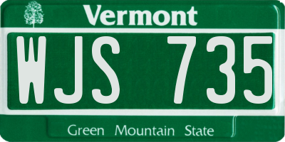 VT license plate WJS735