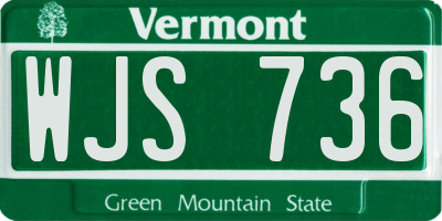 VT license plate WJS736
