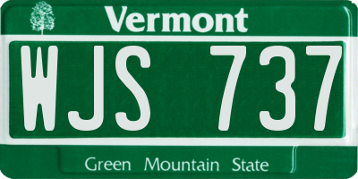 VT license plate WJS737